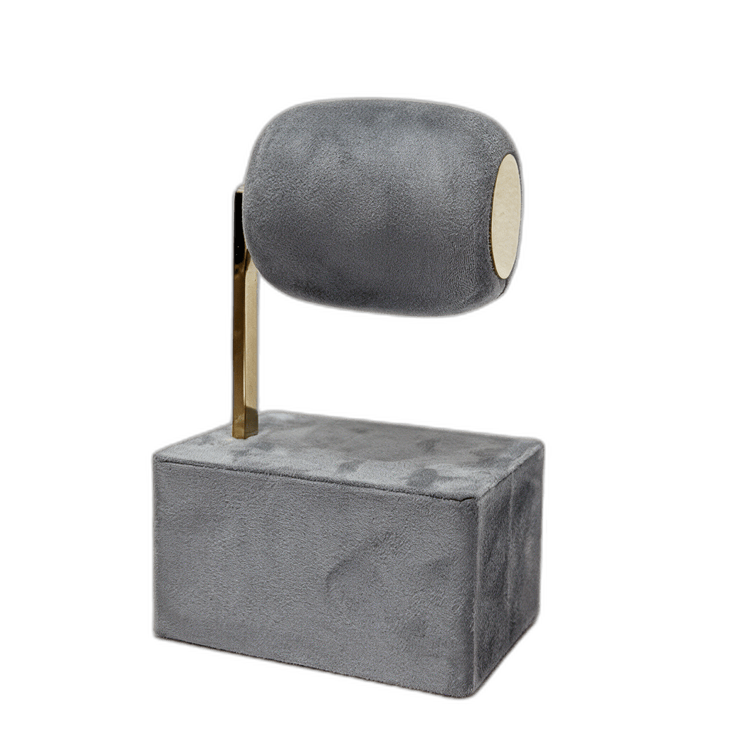 Studio 96 grey velvet watch stand, empty